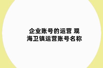 企业账号的运营 观海卫镇运营账号名称